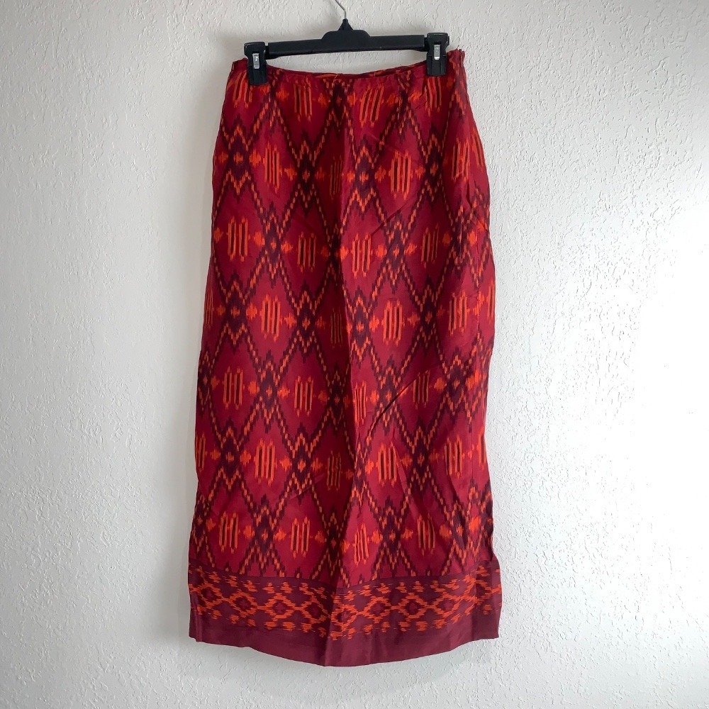 Jones New York Red and Orange Maxi Skirt